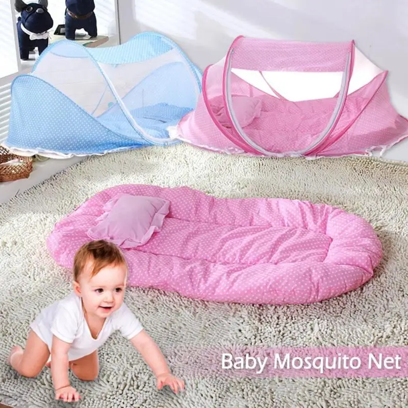 

3pcs/set Baby Sleeping Pad Pillow Mosquito Net 0-3 Years Kids Bedding Summer Foldable Bed Net ropa de cama para bebes B2
