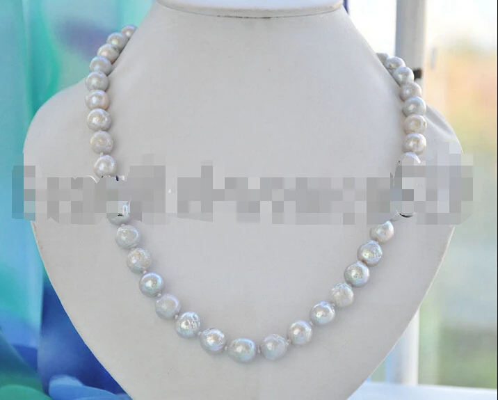 

>>>>>>Z7174 12mm gray ALMOST ROUND Edison KESHI PEARL NECKLACE 18inch