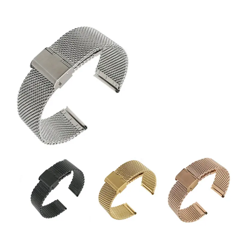 18 20 22 24mm Men Women Silver Black Gold Rose Gold 2 8mm Thick Mesh Milanese