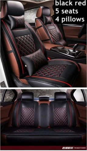 Набор чехлов для автомобильных сидений для Toyota Corolla Crown LC Prado FJ Cruiser Venza Zelas Yaris Vios Auris Matrix Pruis Hilux CHR RAV4 Avensis - Название цвета: black red Luxury