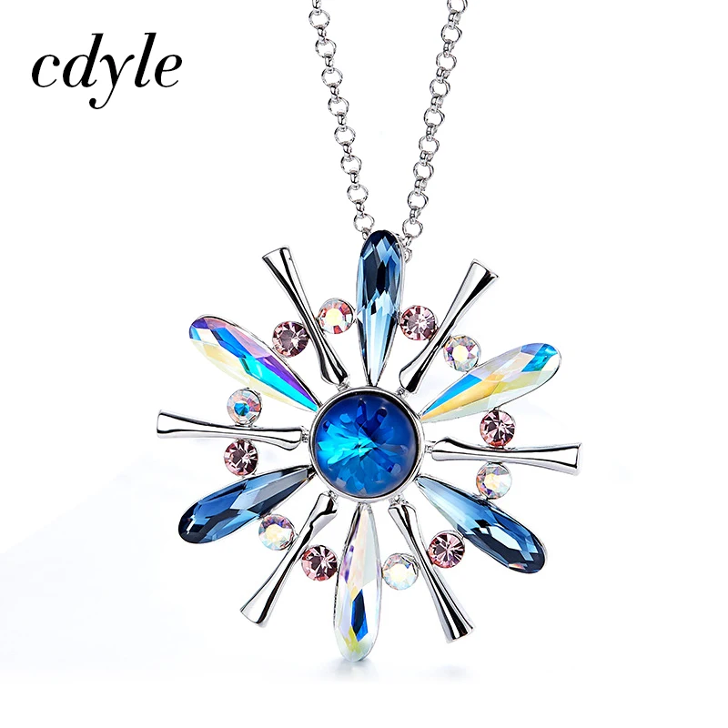 

Cdyle Crystals from Swarovski Sweater Necklace Women Sweater Chain Chic Mixed Color Pendants Women Necklace Austrian Rhinestone