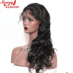 130% плотность полный шнурок человеческих волос парики для Для женщин Бразильский объемная волна натуральный черный Волосы remy парик