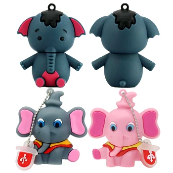 

New Arrive Mini Pen Drive Cartoon Animal Elephant Gift Pen Drive 16G 32G 64GB Keychain Cartoon Elephant Usb Flash Drive Pendrive