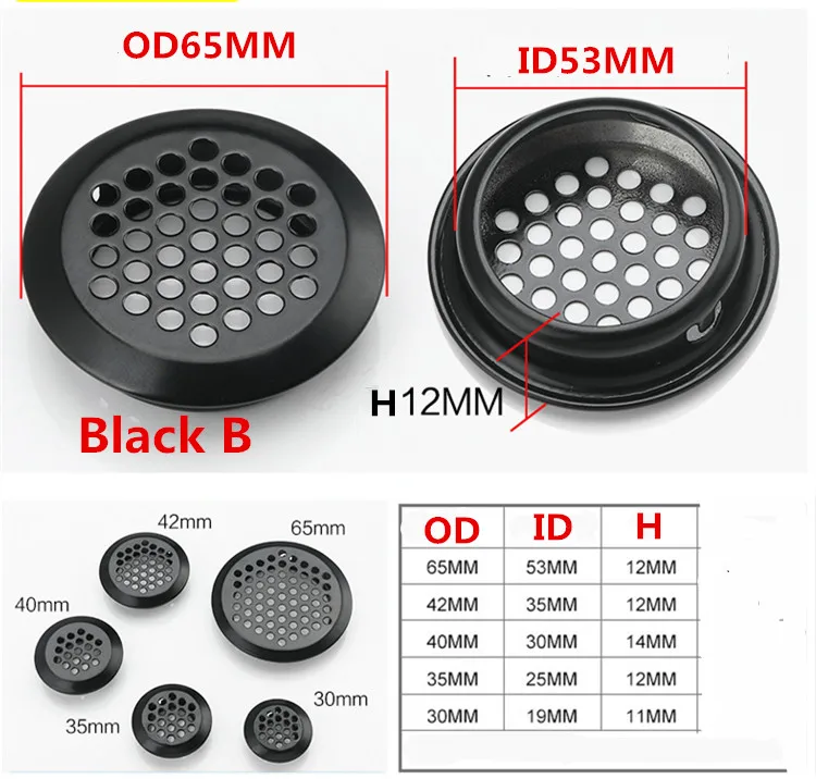 20 шт 30 мм/65 мм шкаф для обуви вентиляционные сетчатые отверстия вентиляционные отверстия металлические сетчатые отверстия круглые жалюзи вентиляционная решетка воздуха