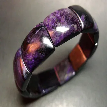 

South African Genuine Natural Sugilite Stone Rectangle Beads Women Man Stretch Bracelet 19*17*6mm