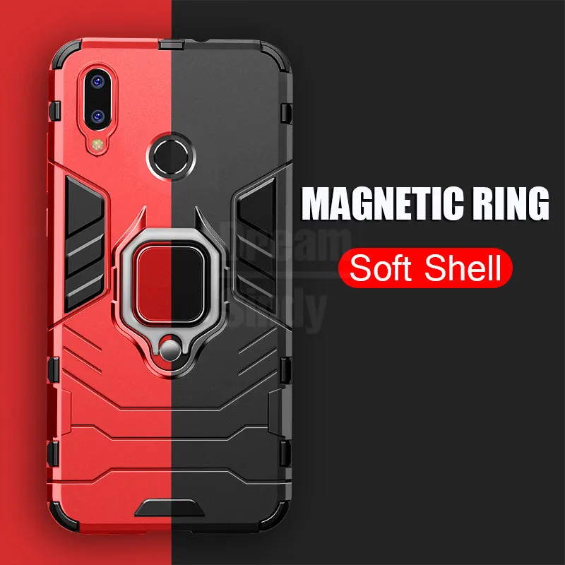 

Luxury Armor Soft Ring Full Case Cover On The For Xiaomi Redmi Note 5 7 6 Pro K20 5 Plus Shockproof Silicone PC Back Phone Cases