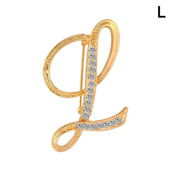 Брендовые буквы А-м, прозрачная Брошь со стразами-кристаллами, булавки для женщин, ювелирное изделие, позолоченная брошь в форме буквы LXH