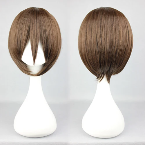 

MCOSER 2014 New Gin Tama Shimura Shinpachi 30cm Short Dark Brown Synthetic Anime Man Cosplay Wig Free Shipping