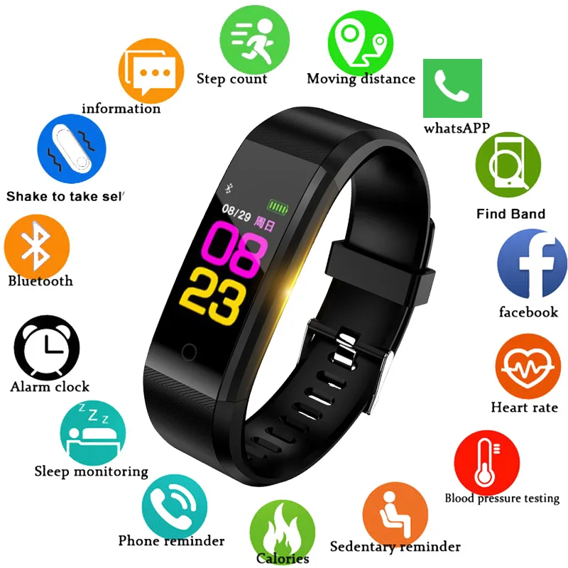 

JRQITO Bluetooth Smart Sport Bracelet Wristband Blood Pressure Heart Rate Monitor Pedometer waterproof smart band For men women