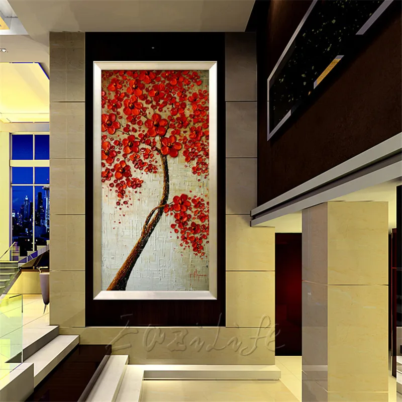 Canvas Painting Hand Painted palette knife 3D texture Flower Tree Wall Pictures For Living Room Christmas decorations for home28 | Дом и сад