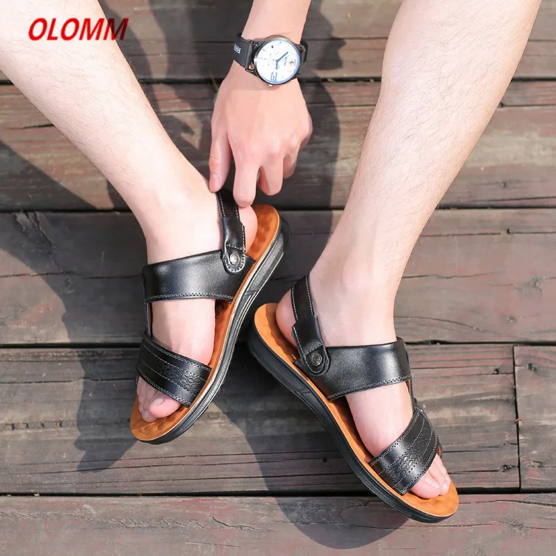 

Summer Sandals Men Leather Classic Roman Sandals Slipper Outdoor Sneaker Beach Rubber Flip Flops Men Water Trekking Sandals