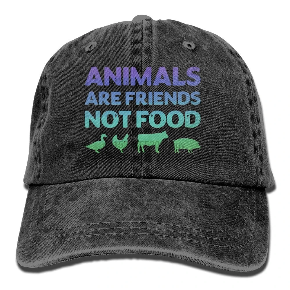 

Are Friends Not Food Vegans Vegetarian Washed Retro Adjustable Jeans Cap Baseball Caps For Man And Woman