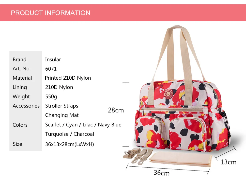 New Print Mommy Bag for Baby Multifunction Mummy Nappy Bag Diaper Bags Large Capacity Bolso Maternidad Tote for Baby Stroller