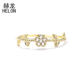 

Solid 14K Au585 Yellow Gold Certified Round 0.105ct SI/H Natural Diamonds Engagement Rings Elegant Wedding Jewelry For Women