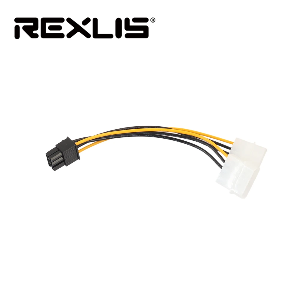 

REXLIS 2 IDE Dual 4pin Molex IDE Male to 6 Pin Female PCI-E Y Molex IDE Power Cable Adapter Connector for video cards