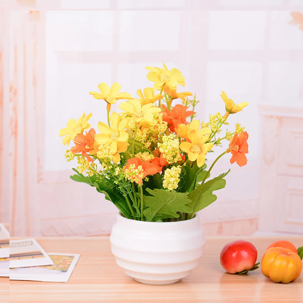 

Living Room Bright Color Artificial Flower Ornament Handmade Fake Simulation Lifelike Gift Potted Plants Home Decoration Desktop