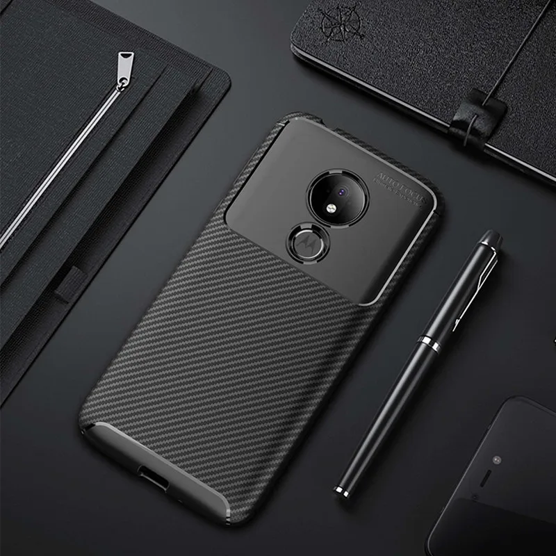 For Motorola Moto G7 Power Case Luxury Fiber Leather Business Back