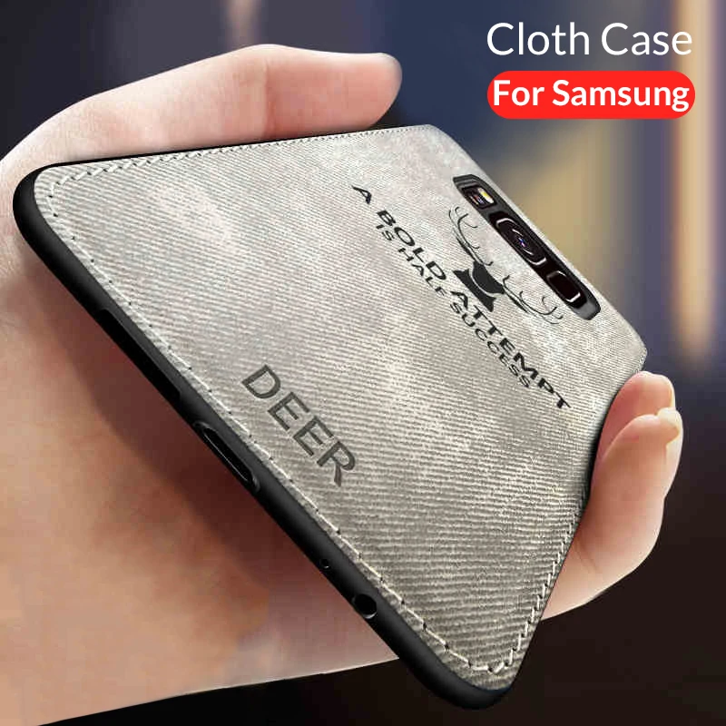 

Luxury Cloth Fabric Deer Phone Case For Samsung Galaxy S10 Plus Case Covers 3D Soft Silicone Coque For Samsung A50 A30 S10e S 10