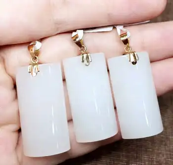

Hetian Baiyu 18k gold pendant Authentic Qinghai material, sheep fat jade, fine jade, crystal clear white, warm h14#