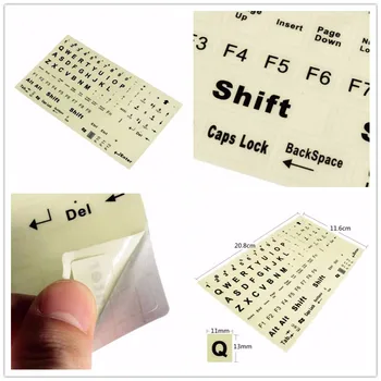 

1PC Luminous English Standard Keyboard Sticker General PC Laptop Fluorescent Keyboard Cover Full Keyboard Large Letter Sticker