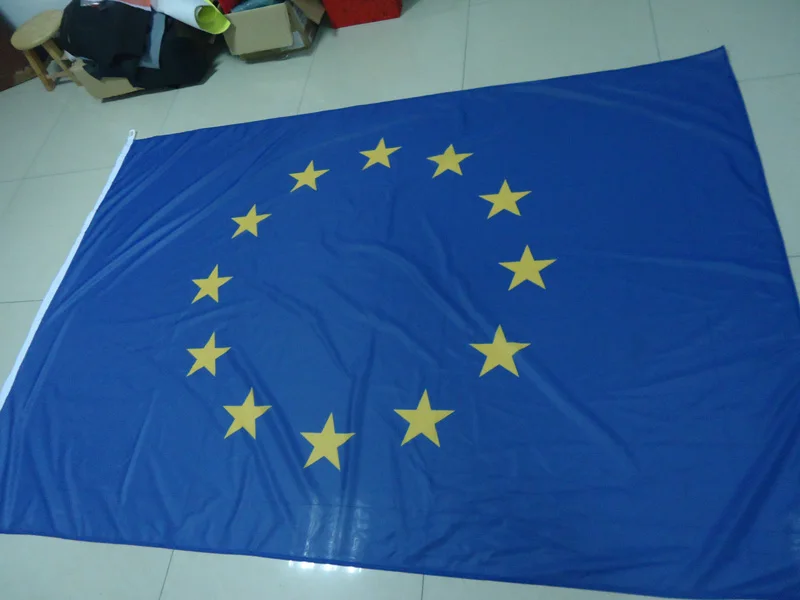 Трикотажные полифениленсульфида ЕС Евро страна или национальный флаг, 150*210 см, бурелом, защитой от уф, цифровая печать, ЕС баннер
