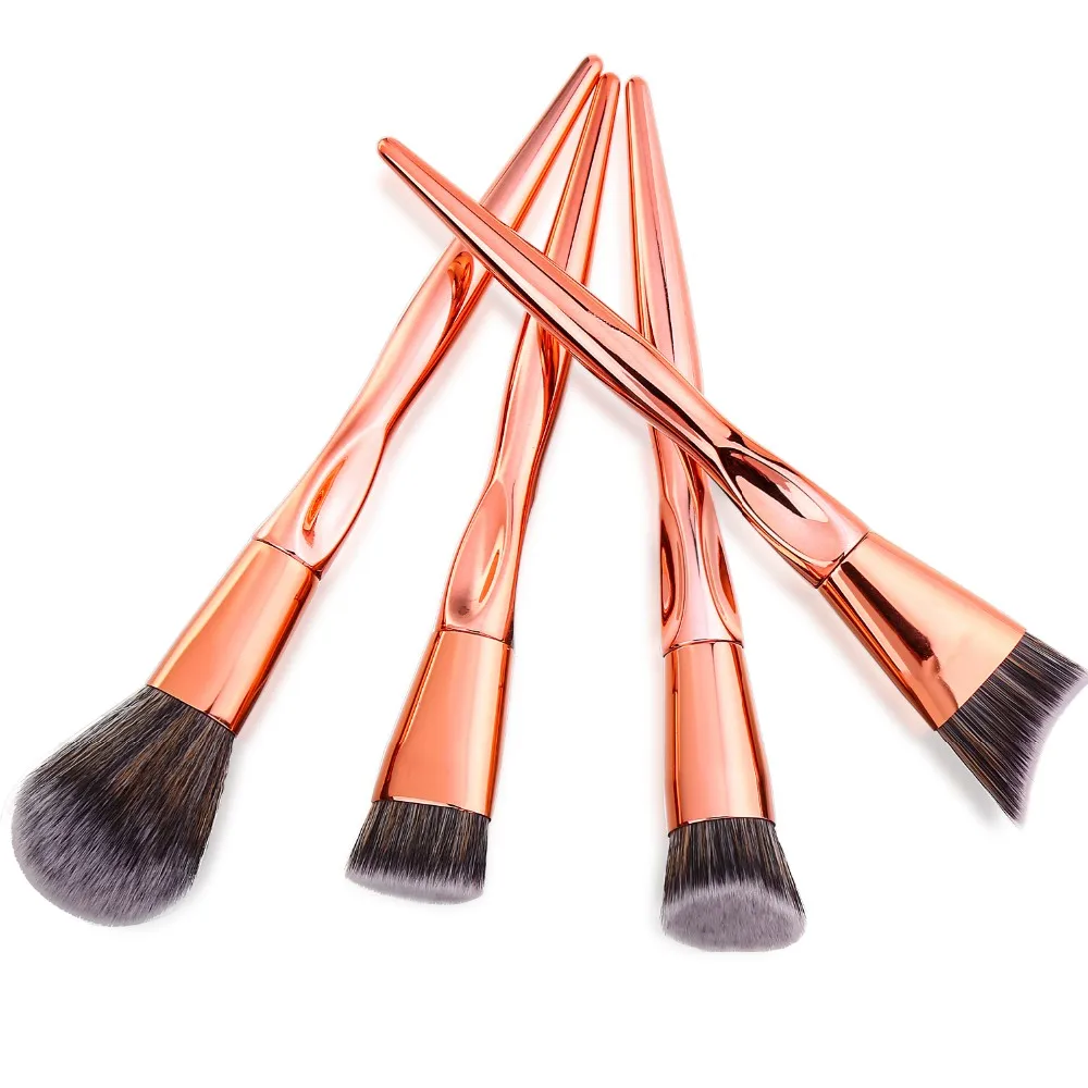 2017 4Pcs Rose Gold Makeup Brushes Kit Women Cosmetic Brushes Set