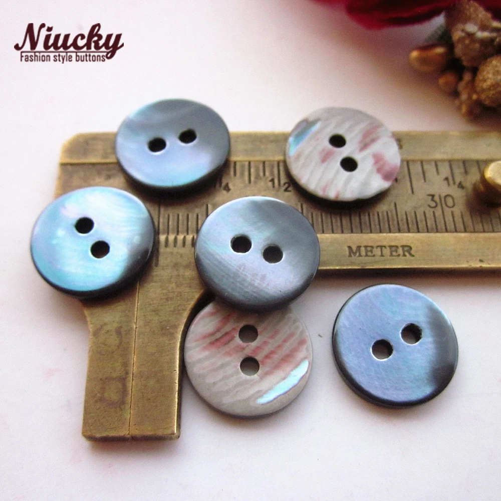 

Niucky 2 Holes Flat Black Trocas Shell buttons for shirt sweater High quality shell button supplies sewing accessories S0101-047