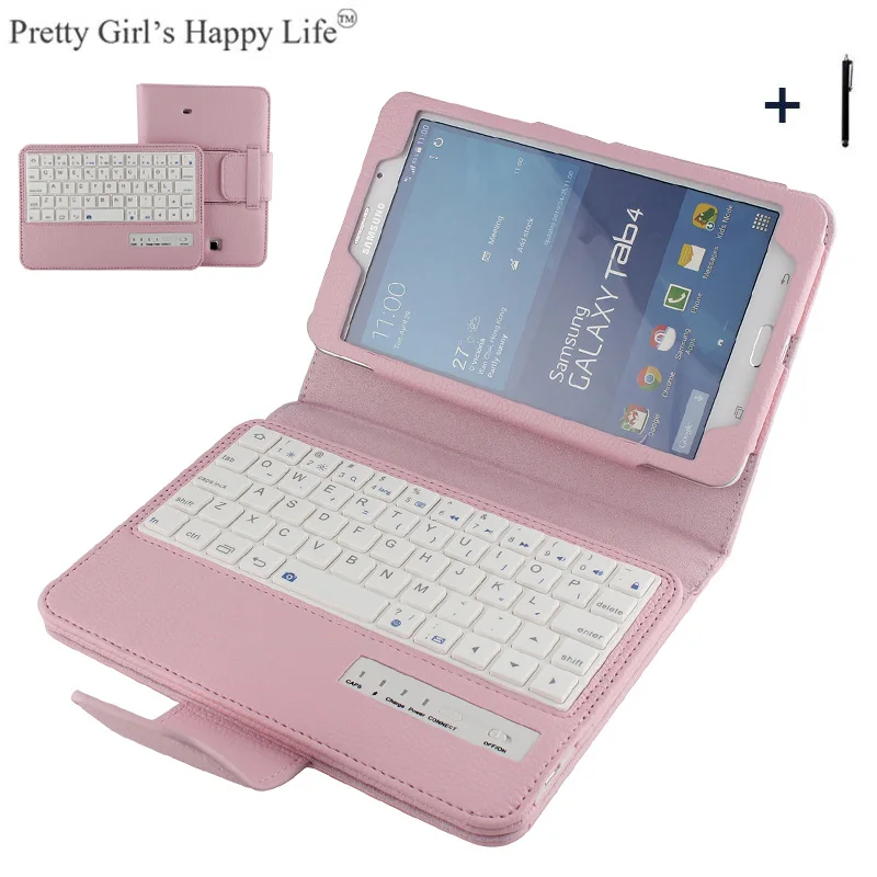

For Samsung Galaxy Tab 4 7.0 T230 Wireless Bluetooth Keyboard Case For Galaxy Tab 4 7.0 Tablet Flip Leather Stand Cover +Stylus