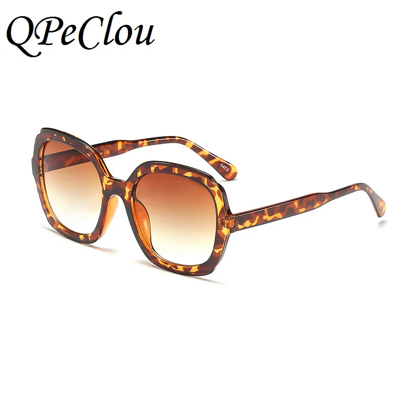QPeClou новые сексуальные квадратные леопардовые Солнцезащитные очки женские Уникальные Большие Солнцезащитные очки женские Брендовые очки Oculos De Sol Оттенки UV400 - Цвет линз: Leopard  Brown0691