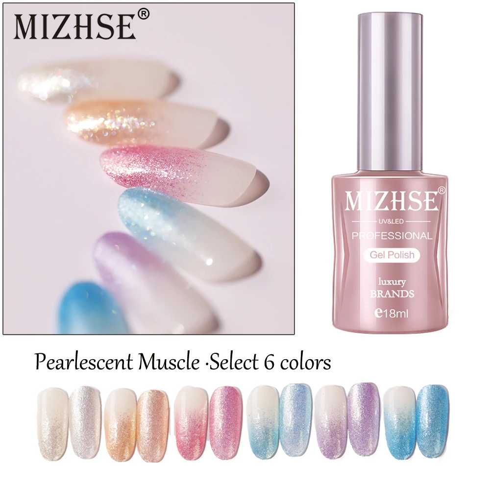 

MIZHSE 18ML UV Color Pearl Glitter Gel Nail Polish Soak Off Nail Polish Long Lasting DIY Gel Hybrid Varnish Matte Top Base