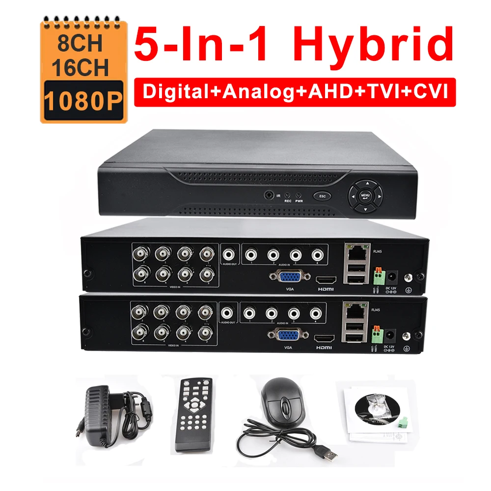 Камера видеонаблюдения 16CH AHD DVR 1080N 1080P 8CH 5 в 1 Гибридный TVI CVI HVR NVR HDMI 3G WIFI цифровой