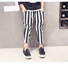 Новинка года; штаны для девочек модные детские леггинсы в полоску для девочек повседневные брюки-шаровары для девочек; детские брюки