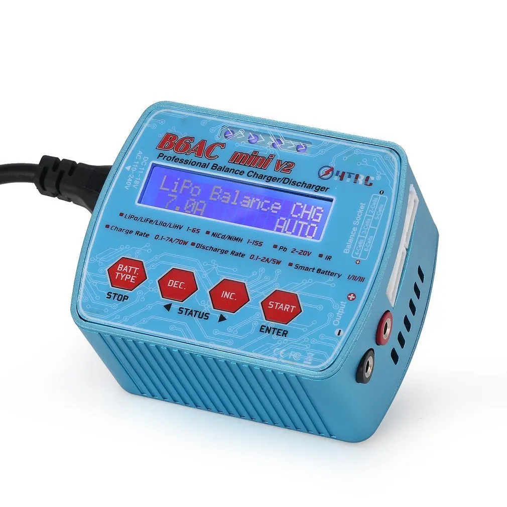 

HT-0095 B6 AC Mini V2 Digital RC Balance Charger Discharger 70W 7A Dual Power B6AC for Lipo Lihv LiIon LiFe NiCd NiMH Battery
