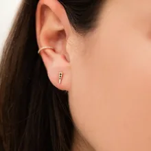 Новинка, модные золотые, черные, серебряные, 3 камня, треугольные, круглые CZ серьги-гвоздики для женщин, подарки,, 925 пробы, серебро