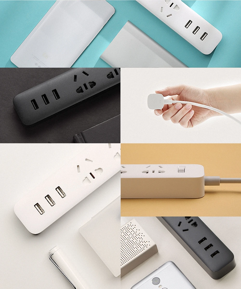 Xiaomi power Strip с 3 USB удлинитель Разъем многофункциональная Быстрая зарядка умная полоса питания 10A Прямая