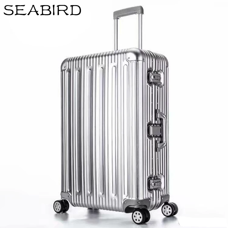 

SEABIRD 100% All Aluminum Luggage Hardside Rolling Trolley Luggage travel Suitcase 20 Carry on Luggage 22 26 30 Checked Luggage