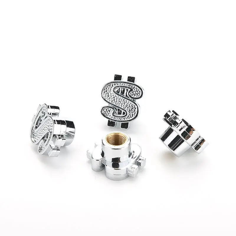 4Pcs Valve Caps Universal Wheel Rims Silver Dollar Car Truck Tire Air Valve Stem Cover Caps