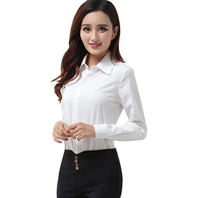 Women White Office Shirt Long Sleeve Fashion Spring Autumn Shirts Slim