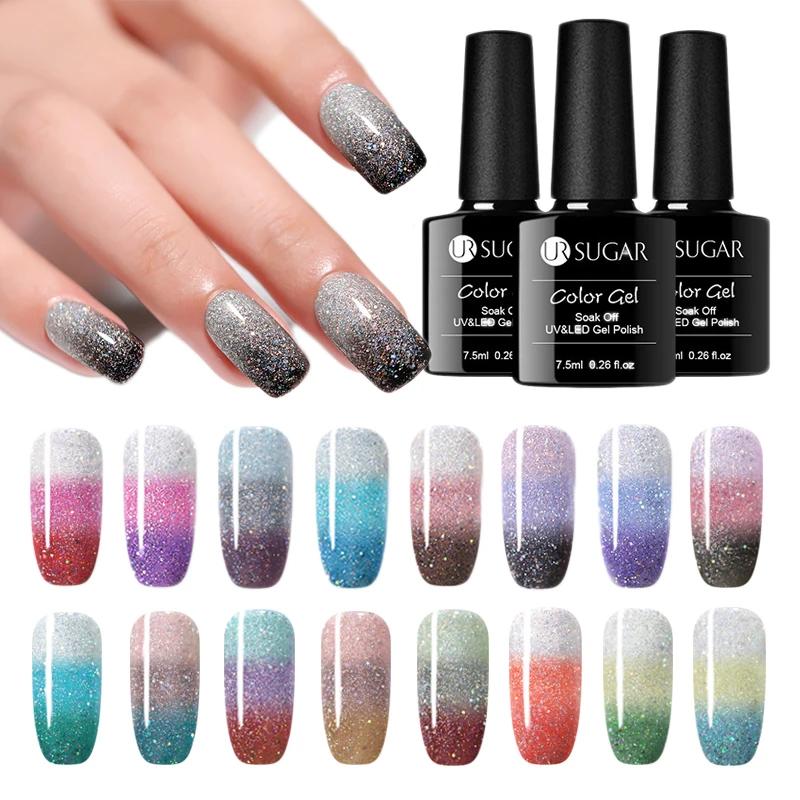 

UR SUGAR Thermal Nail Gel Polish 7.5ml Temperature Color Changing Soak Off UV LED Gel Lacquer Manicure Lucky Varnish