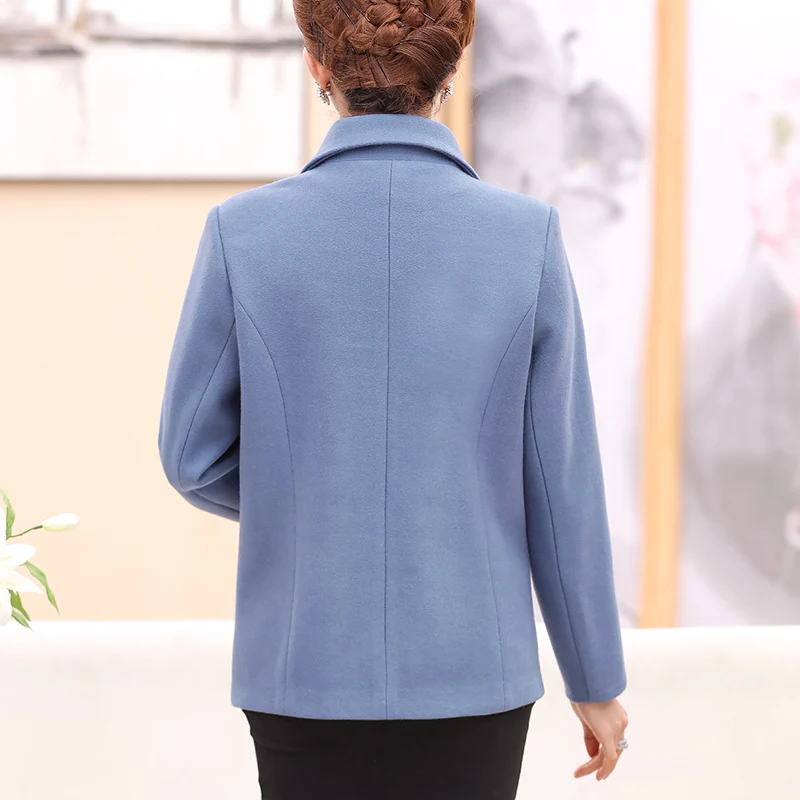 New Winter Women's Wool Jacket Basic coat Warm Loose Plus size outerwear Tops Solid Casual Middle Aged Women Woolen Jacket 4XL