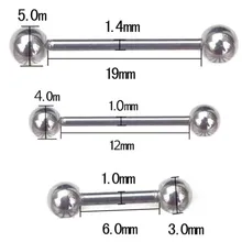 5 PC Stahlkugeln Industrie Gerüst Gerade Barbell Ohr Piercing Zunge Bar Chirurgische Stahl Augenbrauen Tragus Nippel Ring