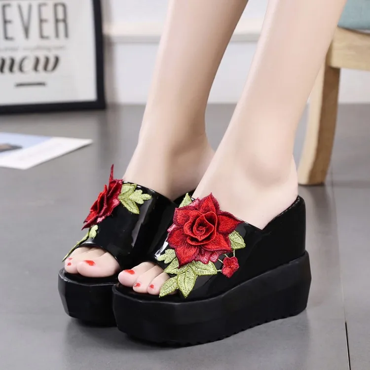 

Dropshipping Slides Women Designer Creepers Sandals Flower Slippers Peep Toe Famous Brand Flip Flops Bow Slip On