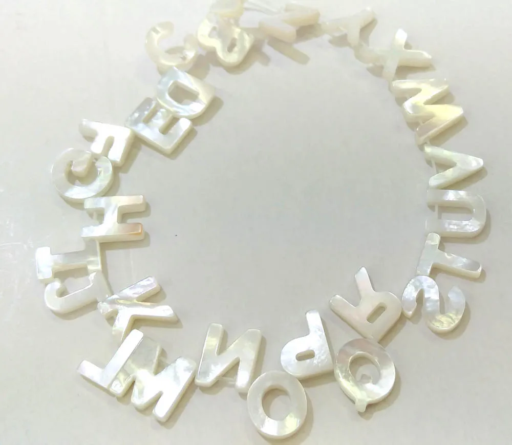 

Bulk 26Pcs Pearl Shell jewelry Letter Zodiacs Round Shell Cabochon White Pearl Shell Beads Pendant 12-16mm--Drilled