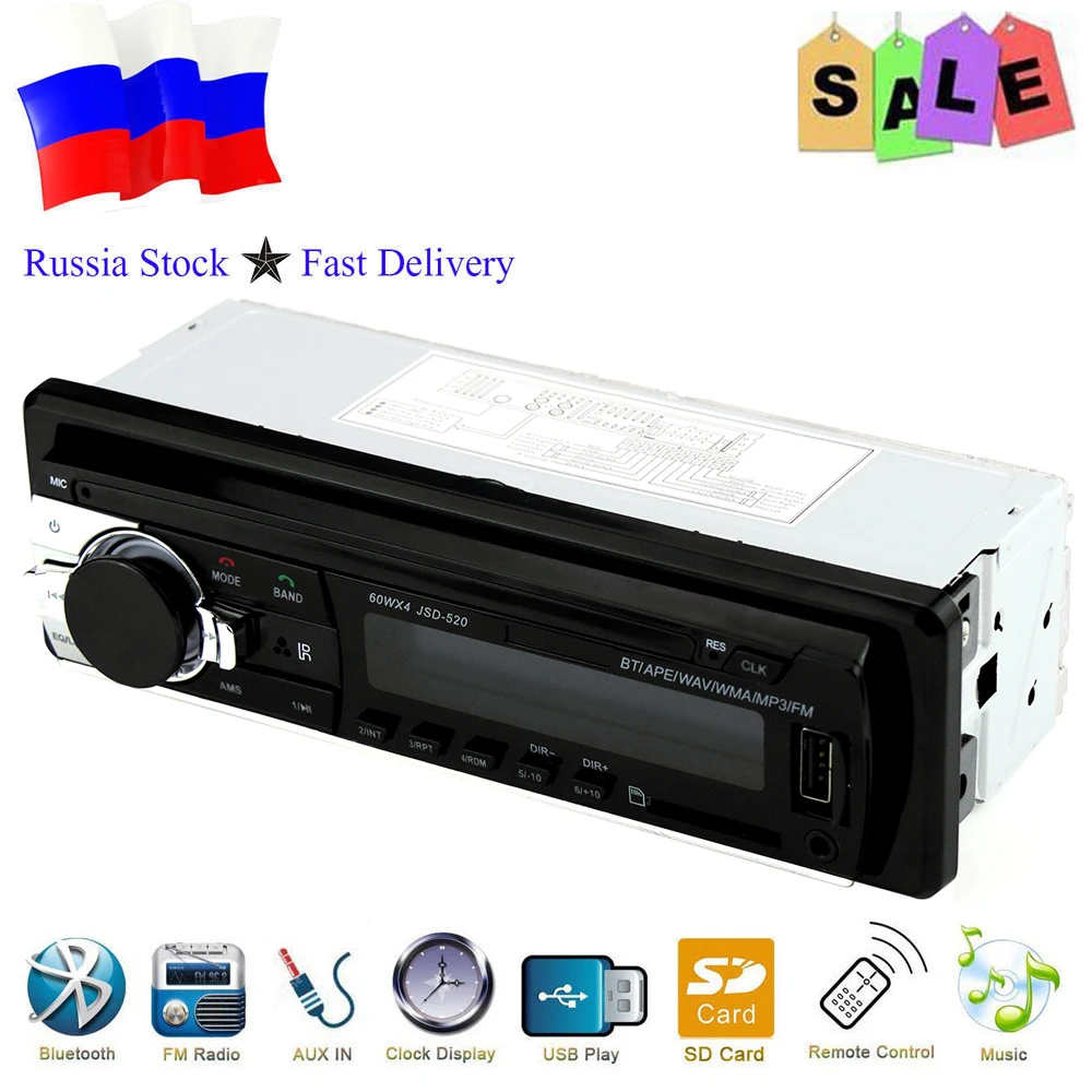 

Car Radio 1 Din jsd 520 12V Bluetooth Car Stereo In-dash TF FM USB AUX In WMA Auto radio MP3 Player oto teypleri autoradio coche