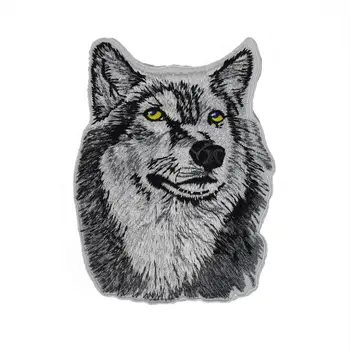 

Grey Wolf Patches Embroidery Patches Appliques Iron On Patch Rock Star Sticker for Garment T Shirts Coat Hats Bags DIY Badges