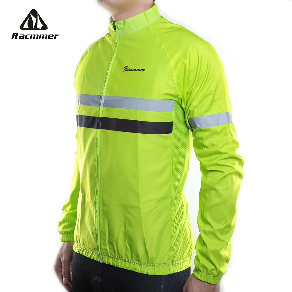 comprar Racmmer 2018 Homens Jaqueta Corta vento Reflexivo Camisa de Ciclismo Manga Longa Roupas Bicicleta À Prova de Vento Jaqueta Corta vento MTB