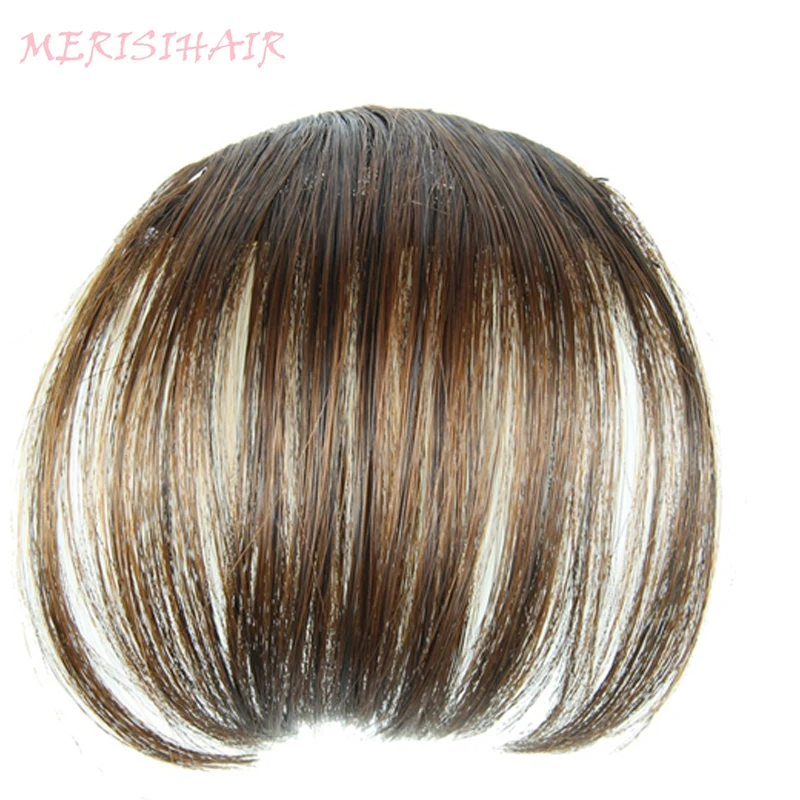 MERISI HAIR 4Color Clip In Hair Bangs Hairpiece Synthetic Fake Bangs Hair Piece Clip In Hair Extensions