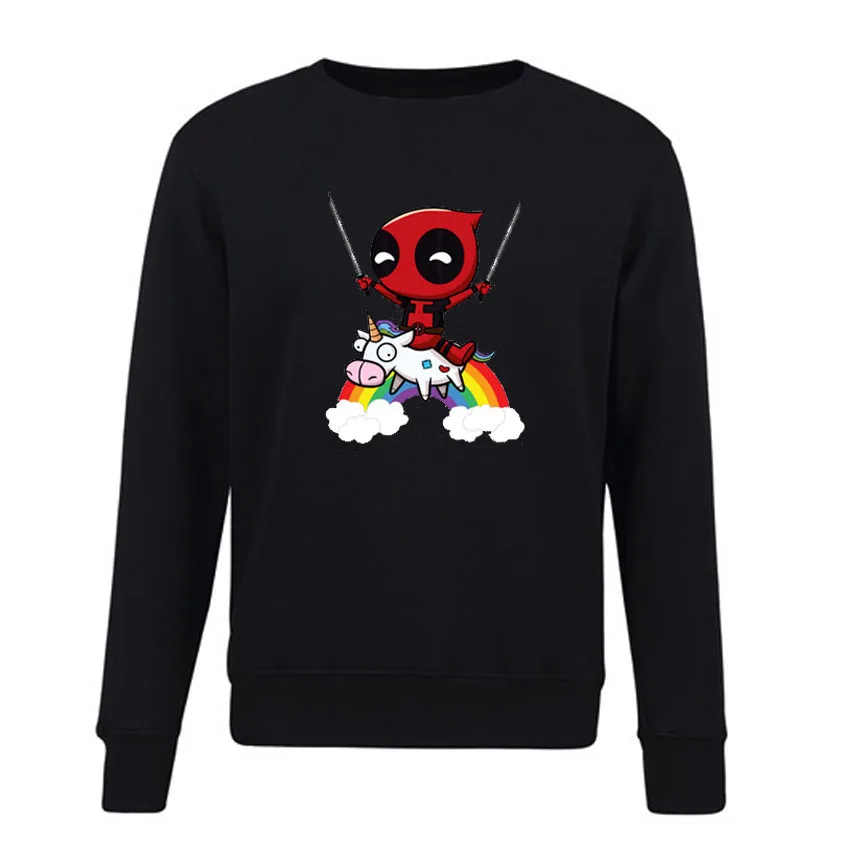 

2018 Autumn Hoodies Deadpool Unicorn Print Fleece Sweatshirts Women Long Sleeve Cool Pullover Streetwear Hoody Female Plus Size