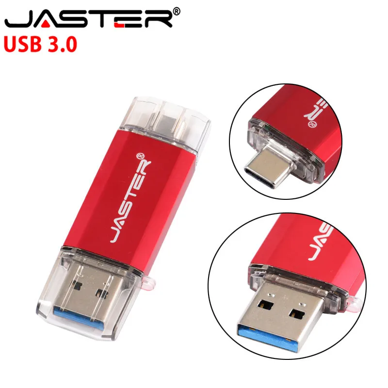 JASTER 3 в 1 OTG USB флеш-накопитель USB 3,0+ Micro usb+ type-C флеш-накопитель 128 Гб 64 ГБ 32 ГБ 16 ГБ 8 ГБ 4 ГБ Флешка для Android/PC