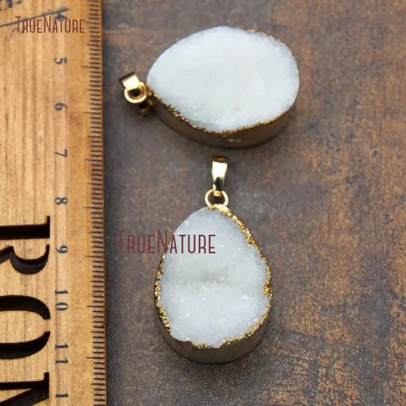 20180315-PM11199- Druzy Crystal Pendant Pure Gold Color Water Drop Pendant_1